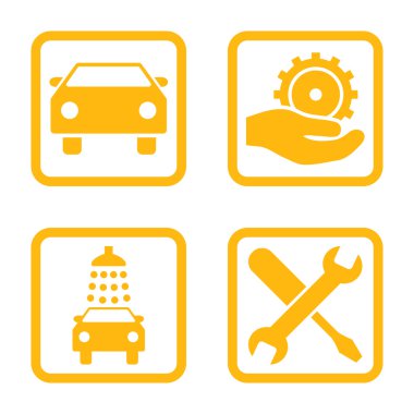 Araba Servisi düz vektör simgesi kare