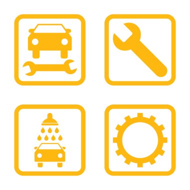 Araba Servisi düz vektör simgesi kare