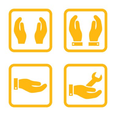 Bakım el düz kare vektör simgesi