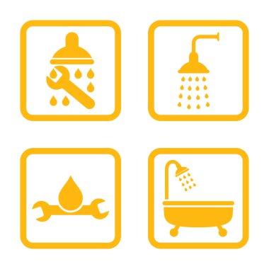 Sıhhi tesisat düz kare vektör simgesi