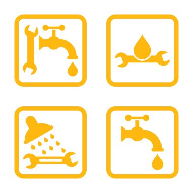 Sıhhi tesisat düz kare vektör simgesi