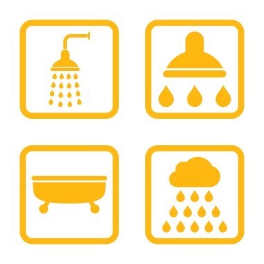 Duş banyo düz kare vektör simgesi