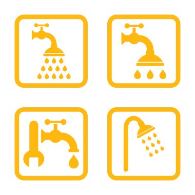 Duş sıhhi tesisat düz kare vektör simgesi