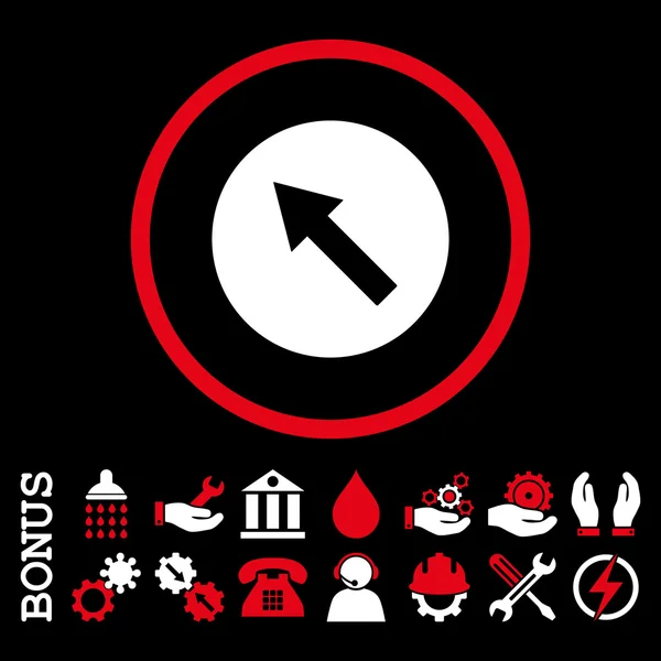 Zaokrąglone strzałki góra lewo płaskie wektor zaokrąglona ikona z Bonus — Wektor stockowy