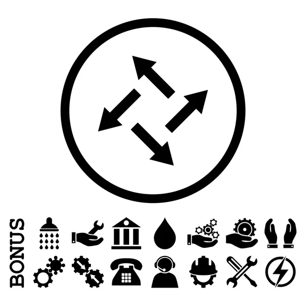 Odśrodkowe strzałki płasko zaokrąglone wektor ikona z Bonus — Wektor stockowy