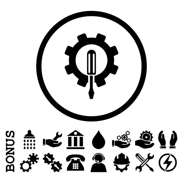 Engineering ikona płaskie wektor zaokrąglona z Bonus — Wektor stockowy