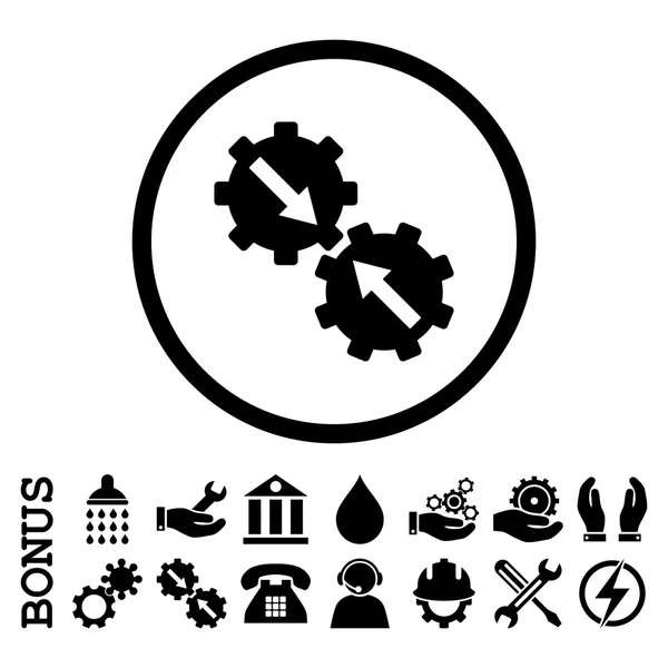 Gear integráció sima lekerekített Vector Icon bónusz — Stock Vector