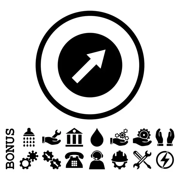 Flecha Redonda Arriba-Derecha Icono Vector Redondeado Plano con Bono — Vector de stock
