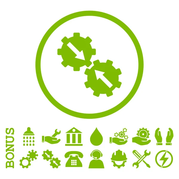 Gear Integration Flat Rounded Vector Icon With Bonus