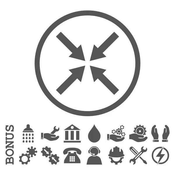 Střed šipky ploché zaoblené vektorové ikony s bonusem — Stockový vektor