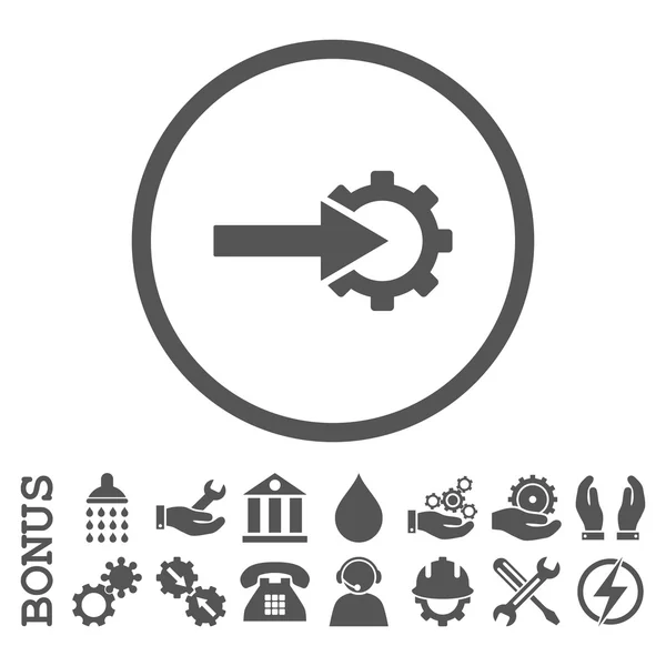 Icône vectorielle arrondie plate d'intégration de rouage avec le boni — Image vectorielle
