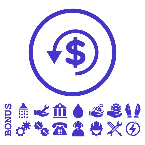 Chargeback Flat afgerond Vector Icon met Bonus — Stockvector