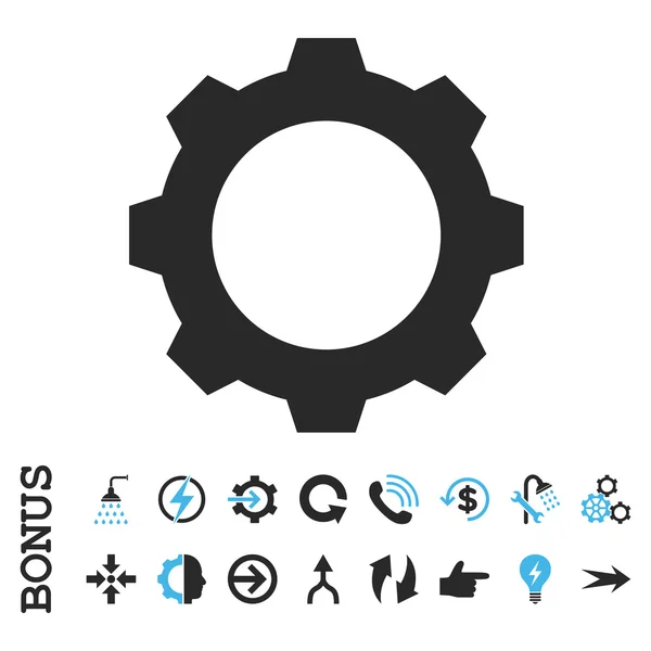 Gear lapos Vector Icon bónusz — Stock Vector