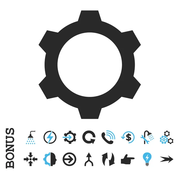 Gear lapos Vector Icon bónusz — Stock Vector