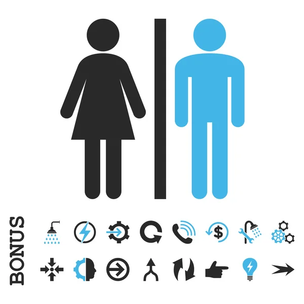 WC πρόσωπα επίπεδη εικόνα διάνυσμα με μπόνους — Διανυσματικό Αρχείο