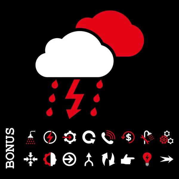 Thunderstorm Flat Vector Icon With Bonus