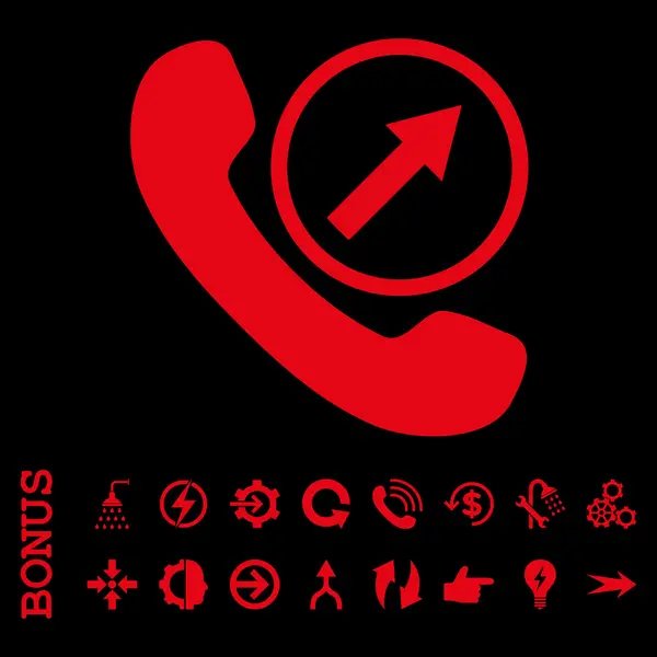 Icono de Vector plano de llamada saliente con bono — Archivo Imágenes Vectoriales