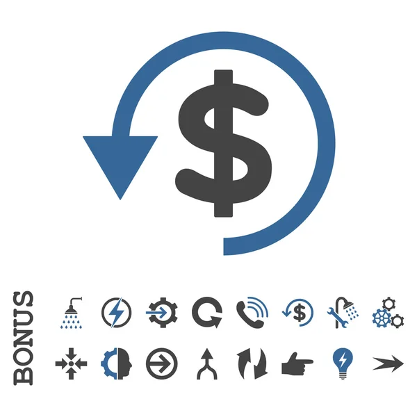 Ícone plano do vetor do Chargeback com bônus — Vetor de Stock