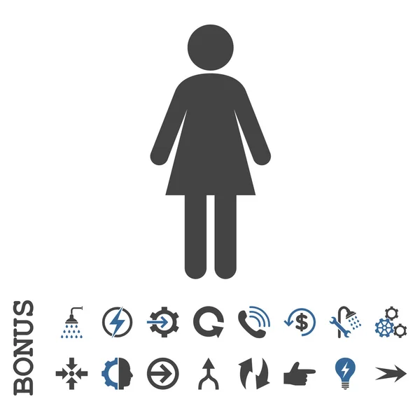 Kvinnan platt vektor ikon med Bonus — Stock vektor