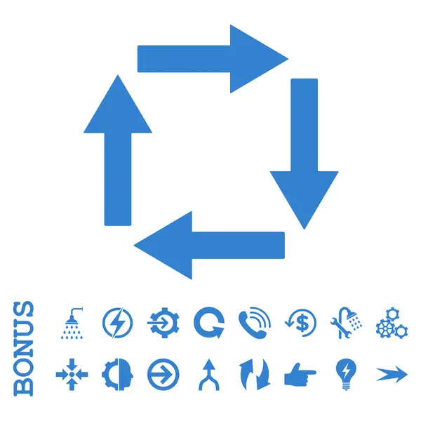 Icône vectorielle plate de flèches de circulation avec le boni — Image vectorielle