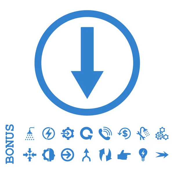 Vector plano de flecha redondeada abajo icono con bonificación — Vector de stock