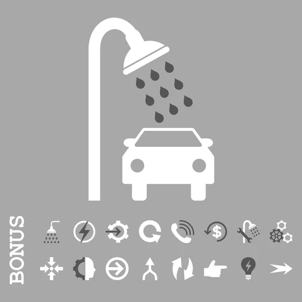 Ícone plano do vetor do chuveiro do carro com bônus — Vetor de Stock