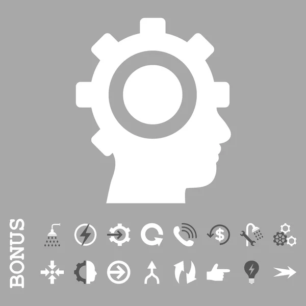 Ícone plano do vetor da engrenagem de Cyborg com bônus — Vetor de Stock