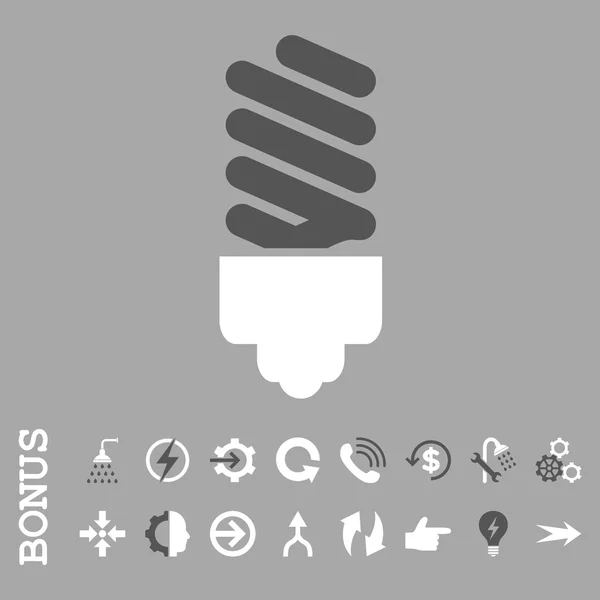 Icona vettoriale piatta a lampadina fluorescente con bonus — Vettoriale Stock