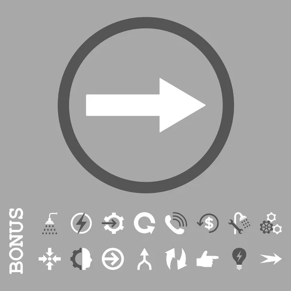 Zaokrąglone strzałki w prawo płaski wektor ikona z Bonus — Wektor stockowy