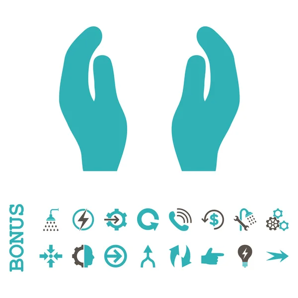 Pflege Hände flache Vektor-Symbol mit Bonus — Stockvektor