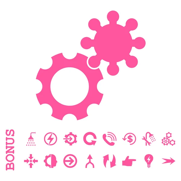 Gears Flat Vector Icon With Bonus — Stock Vector