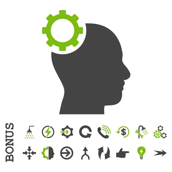 Ícone plano do vetor da engrenagem do intelecto com bônus —  Vetores de Stock