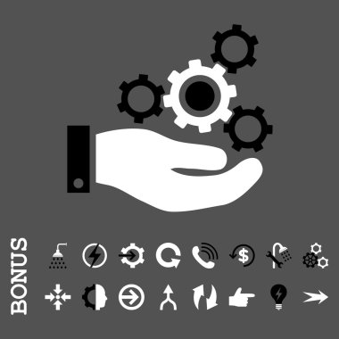 Bonus ile mekanik Servisi düz vektör simgesi