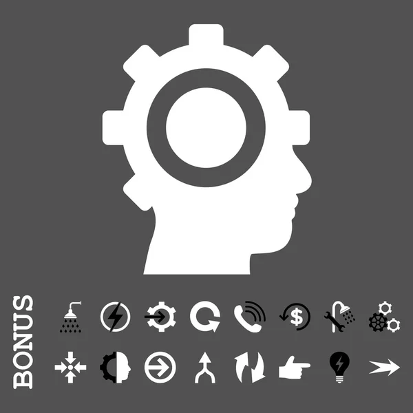 Kyborg Gear ploché vektorové ikony s bonusem — Stockový vektor
