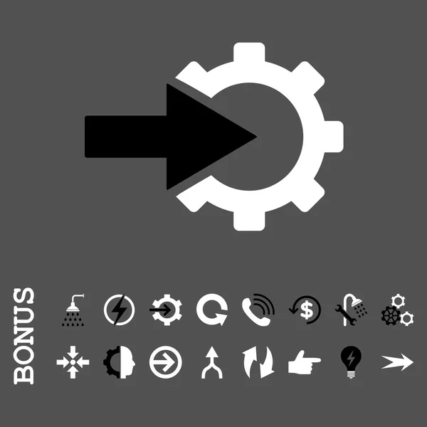 Icono de vector plano de integración de engranajes con bonificación — Vector de stock