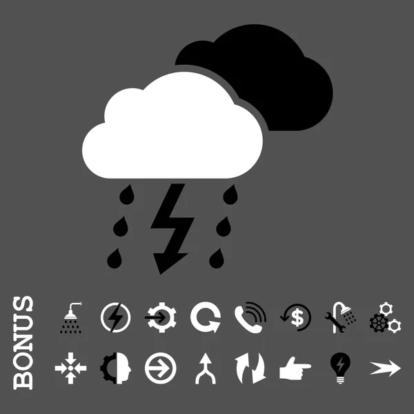 Thunderstorm Flat Vector Icon With Bonus