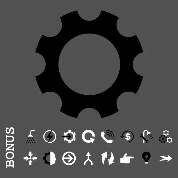 Gear lapos Vector Icon bónusz — Stock Vector