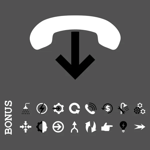 Τηλέφωνο κλείσεις επίπεδη διάνυσμα εικονίδιο με μπόνους — Διανυσματικό Αρχείο