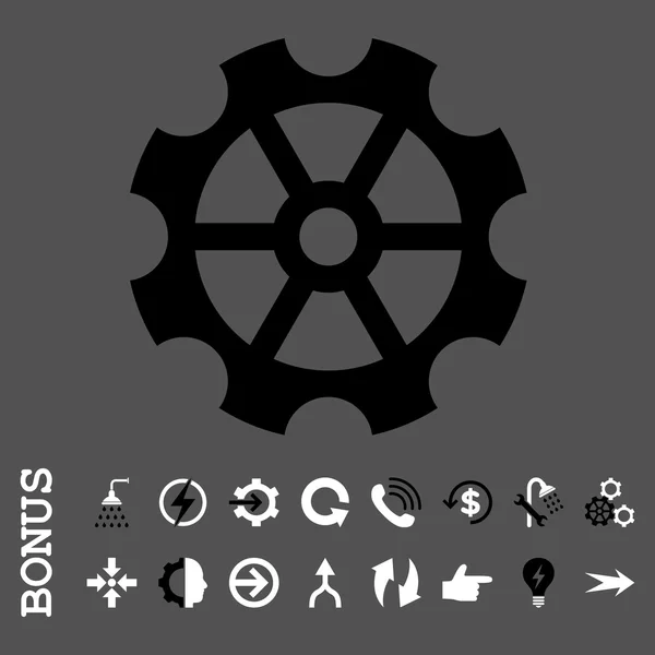 Gear lapos Vector Icon bónusz — Stock Vector