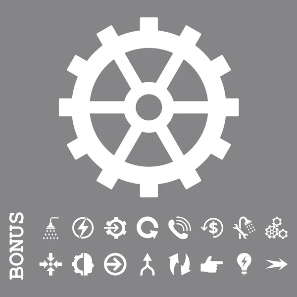 Gear lapos Vector Icon bónusz — Stock Vector