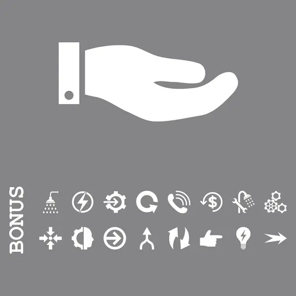 Hand flaches Vektorsymbol mit Bonus — Stockvektor