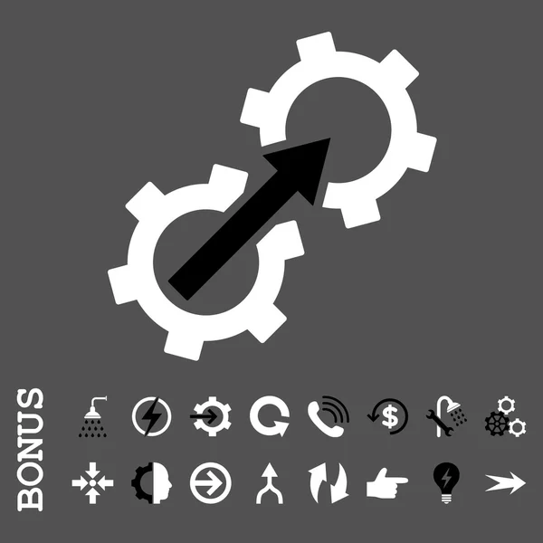Gear Integration Flat Vector Icon With Bonus — Stock Vector