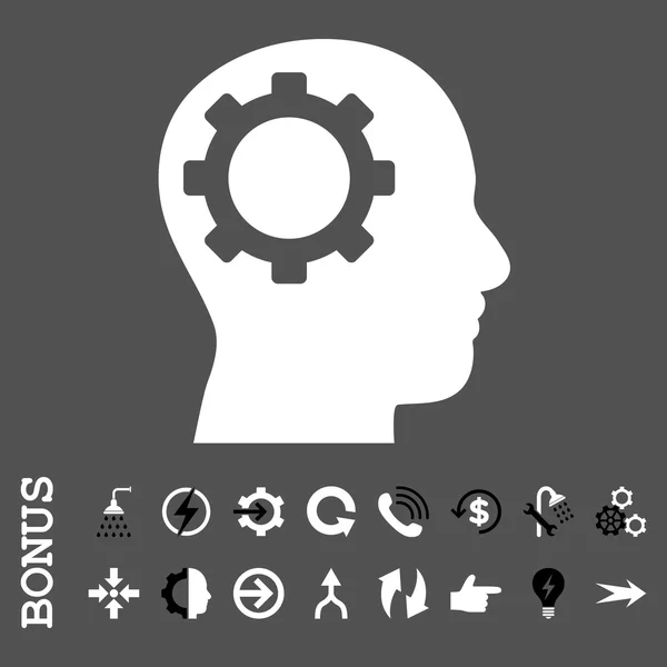 Icône vectorielle plate d'engrenage d'intelligence avec le boni — Image vectorielle