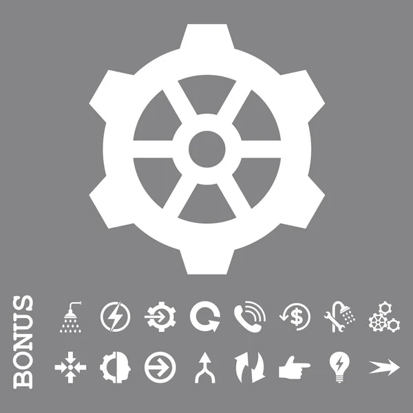 Gear lapos Vector Icon bónusz — Stock Vector