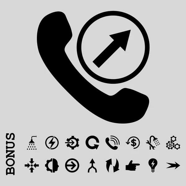 Icono de Vector plano de llamada saliente con bono — Archivo Imágenes Vectoriales