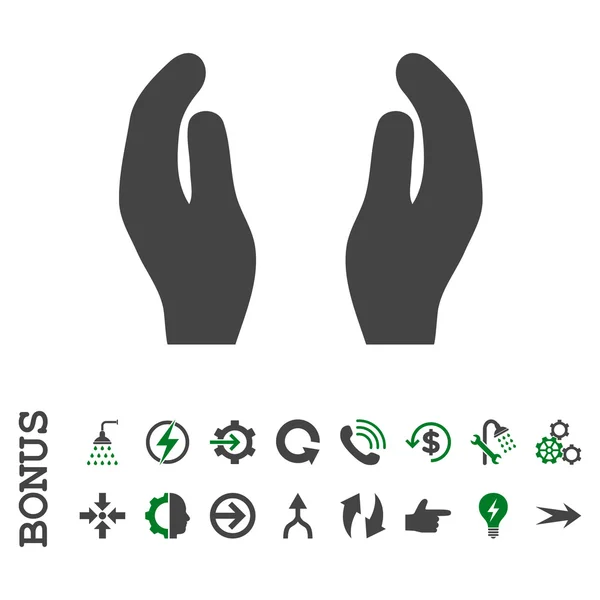 Pflege Hände flache Vektor-Symbol mit Bonus — Stockvektor