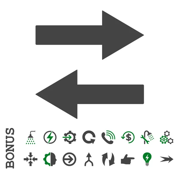 Горизонтальная иконка со стрелками плоского вектора с бонусом — стоковый вектор