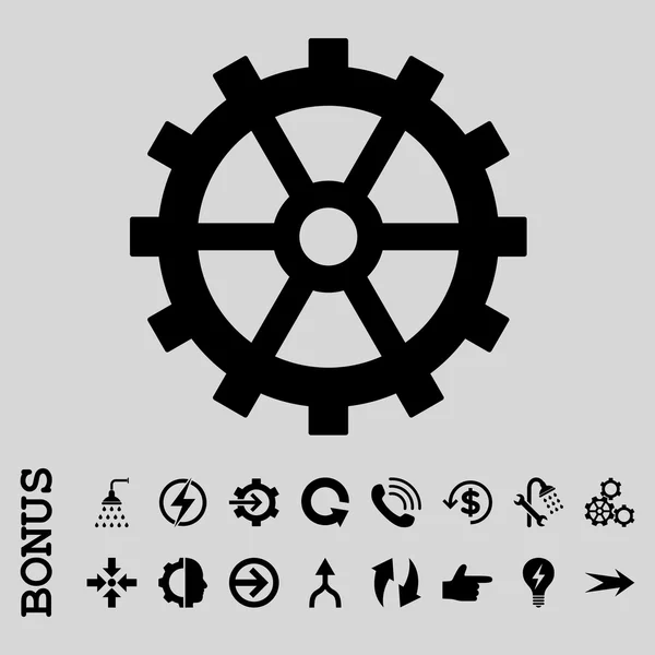 Gear lapos Vector Icon bónusz — Stock Vector