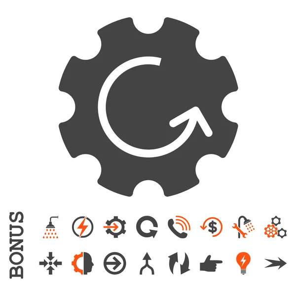 Icono de vector plano de rotación de engranajes con bonificación — Archivo Imágenes Vectoriales