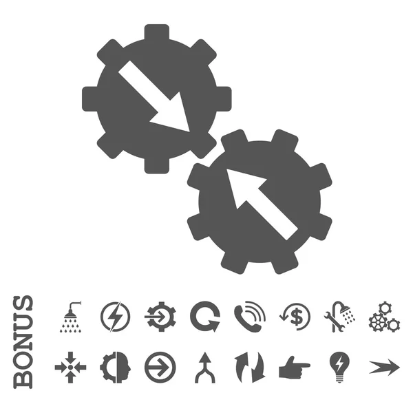Ícone plano do vetor da integração da engrenagem com bônus —  Vetores de Stock